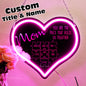 Scale demonstration showing hands holding the Personalised Mum Puzzle Sign (29.5cm x 25.6cm) to illustrate size of the personalised neon mirror gift with kids' names