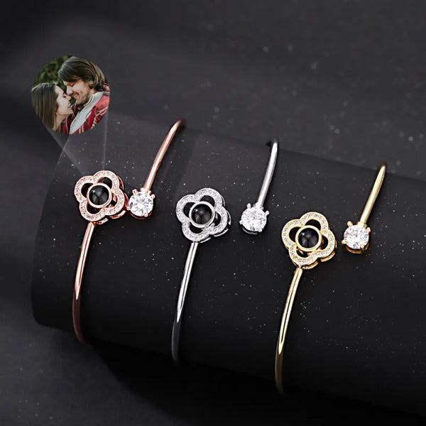 Personalised Photo Projection Bracelet | Engraved Heart Jewellery Gift