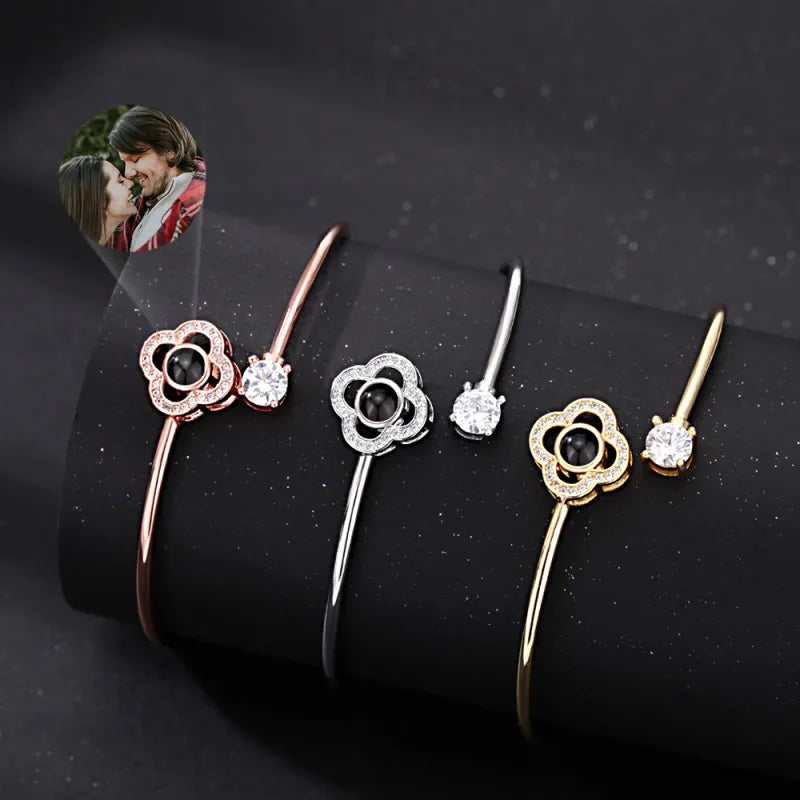 Personalised Photo Projection Bracelet | Engraved Heart Jewellery Gift