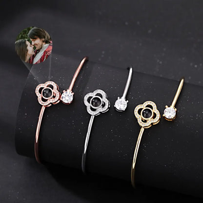 Personalised Photo Projection Bracelet | Engraved Heart Jewellery Gift