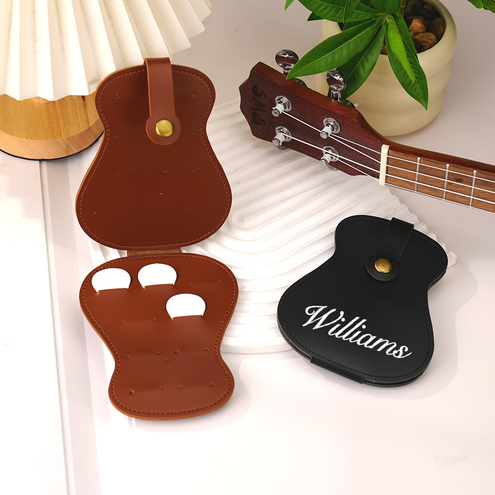 Personalised PU Leather Guitar Picks Bag with Name - Custom Music Gift for Guitarists