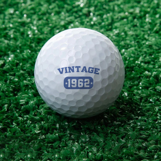 Personalised vintage white golf ball with custom name in retro font — custom golf ball gift for golfers, UV-printed and durable rubber wind‑tunnel design