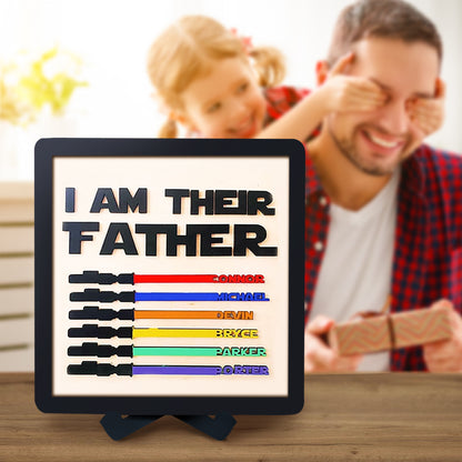 Custom Name Lightsaber Sign - Personalised Father's Day Gift with Wooden Plaque