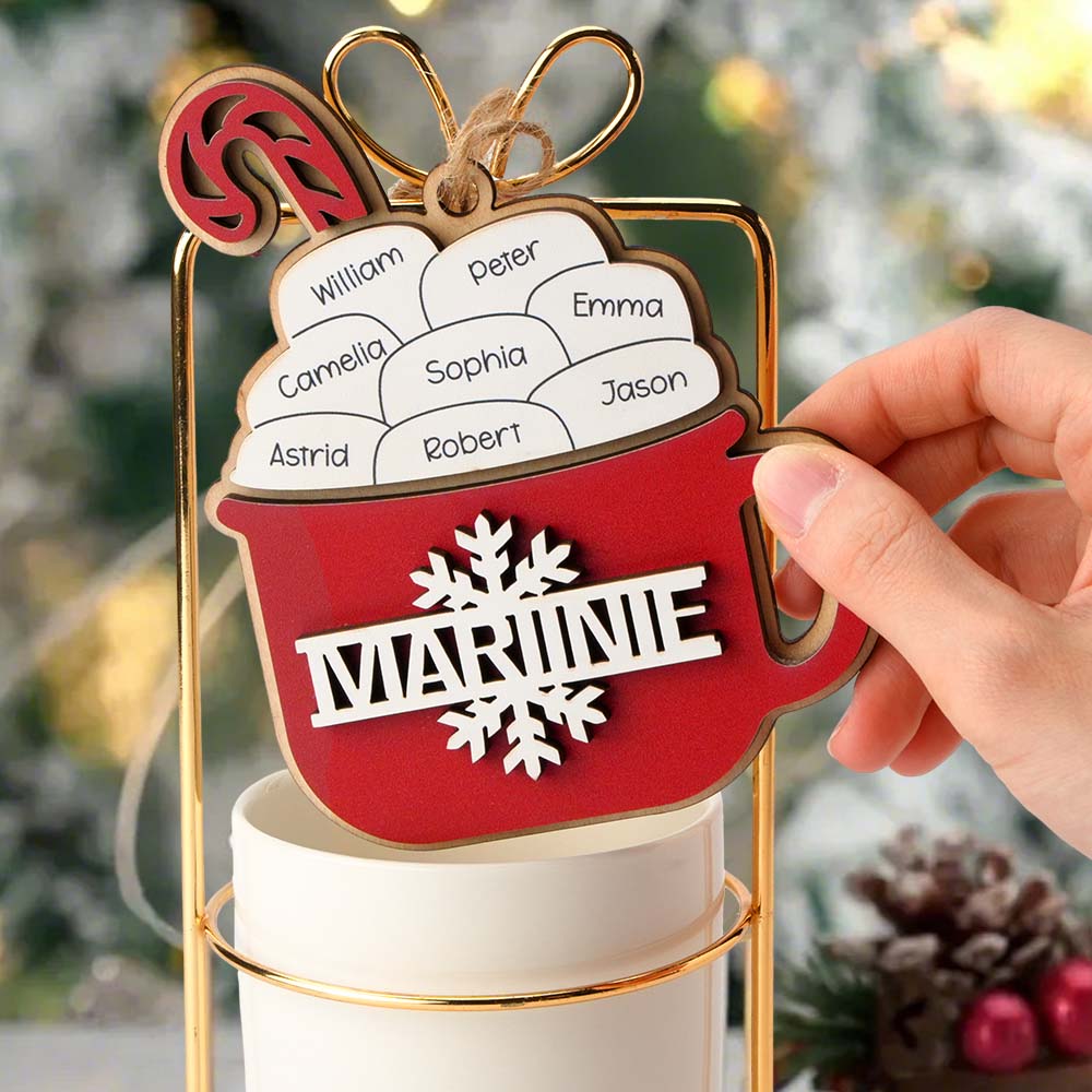 Personalised Family Hot Cocoa Ornament - Custom Name Christmas Decoration