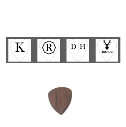 Personalised Wooden Guitar Pick Box - Engraved Wood Plectrum Storage Organiser | Music Gift