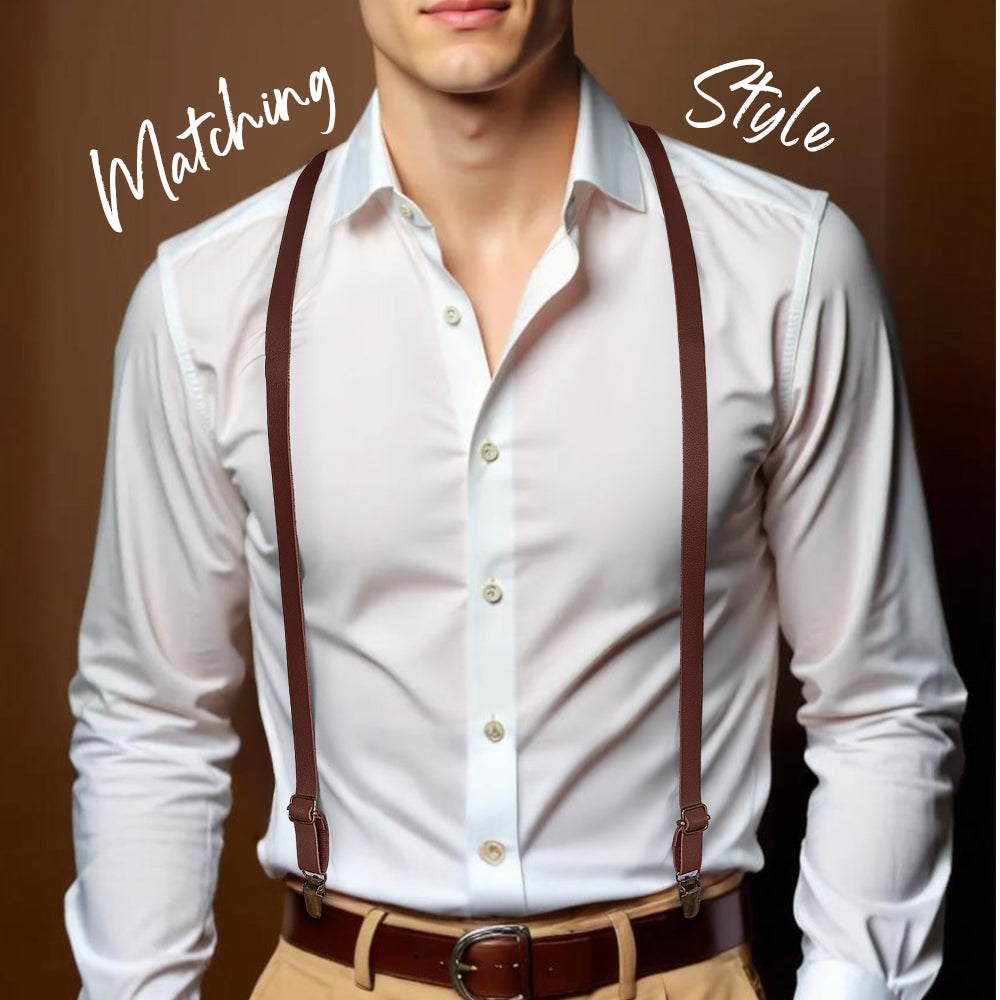 Personalised Men's PU Suspenders with Engraved Name | Unique Groomsmen Gift