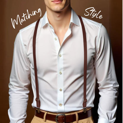 Personalised Men's PU Suspenders with Engraved Name | Unique Groomsmen Gift