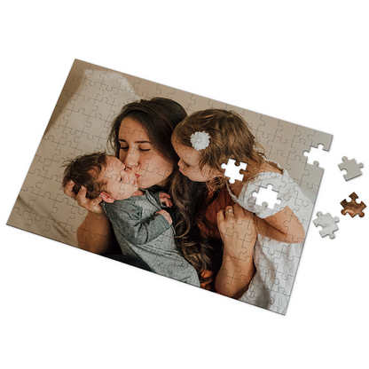 Custom Cardboard Jigsaw Puzzle personalised photo puzzle assembled showing vivid UV-printed image on thick cardboard — ideal personalised gift