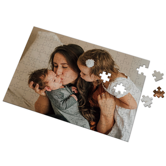 Custom Cardboard Jigsaw Puzzle personalised photo puzzle assembled showing vivid UV-printed image on thick cardboard — ideal personalised gift