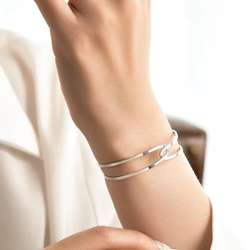 Personalised Adjustable Couple Bracelet | Engraved Bridesmaid Gift