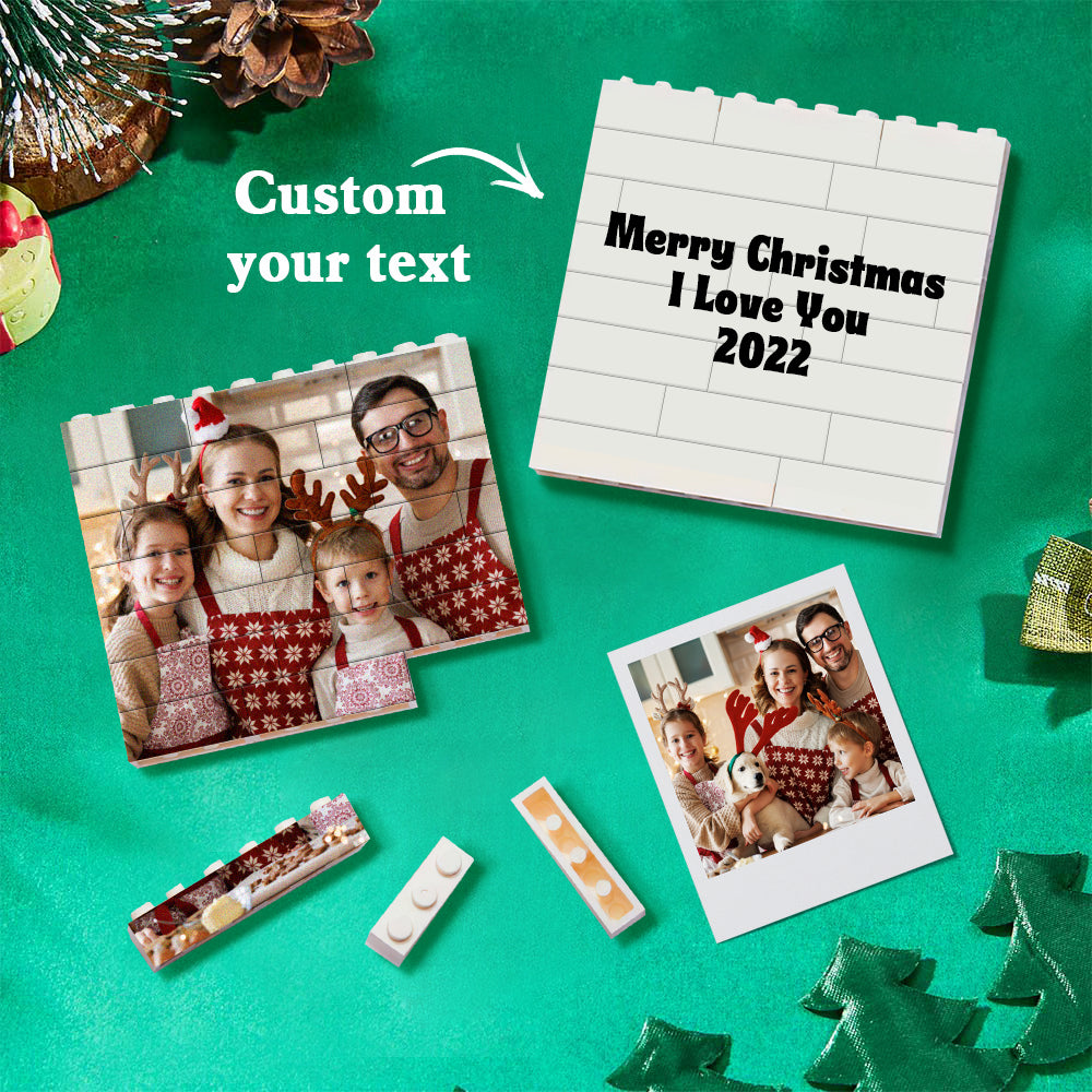 Personalised Building Brick Puzzle Photo Block Christmas Decoration - Customisable Ornament