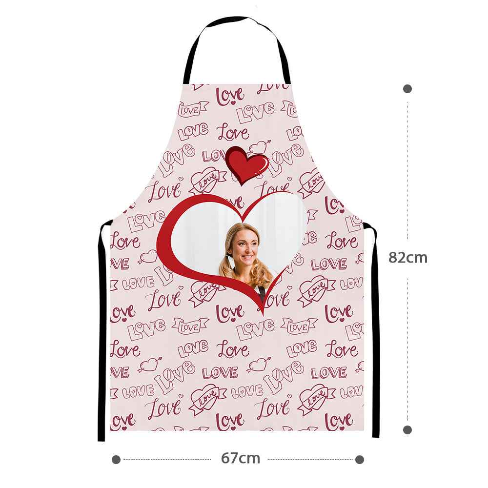 Personalized Heart Photo Apron Pink Love Valentine Apron