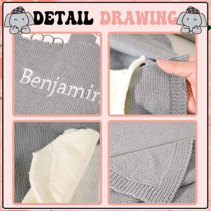 Personalized Baby Blanket Knitting Blanket Grey Elephant with Name Gift for Baby