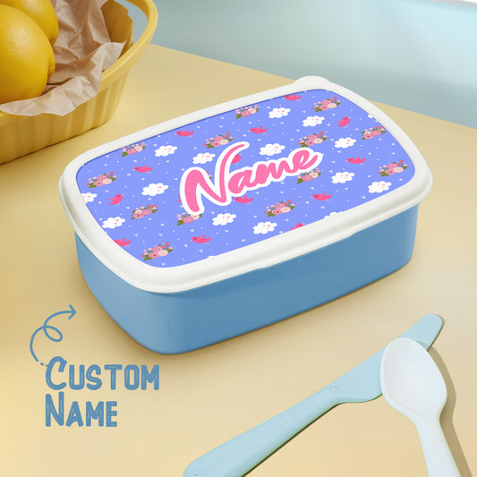 Personalised name lunch box with cute cartoon print – kids' school lunchbox, durable plastic and custom name gift