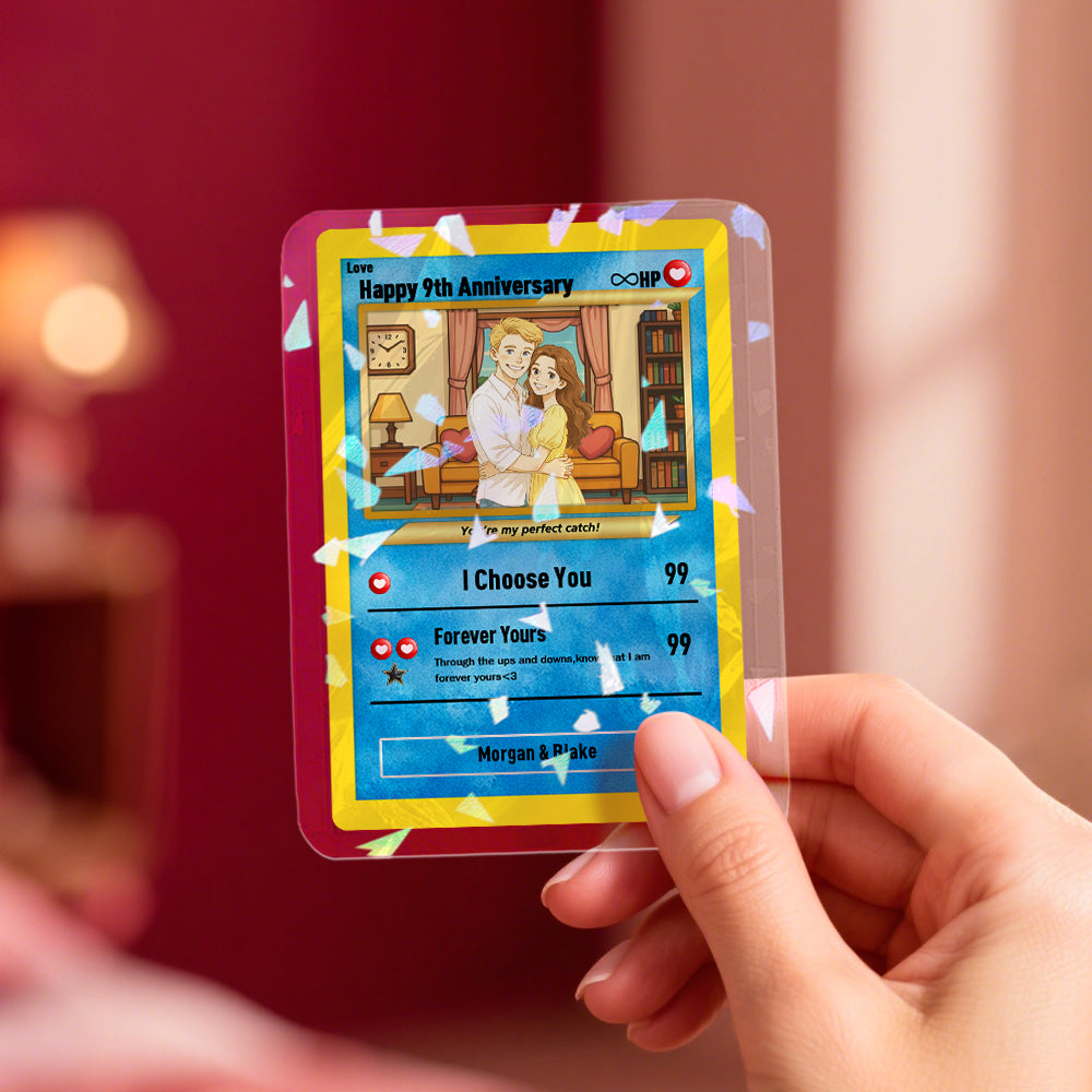 Scale and size view of personalised poke card W7.6 x H10.6 cm beside a ruler to confirm fit for frames and bespoke display options (stand not included)