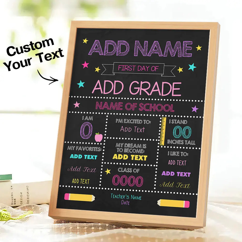 Personalised First Day of School Sign - Custom Wooden Back to School Gift