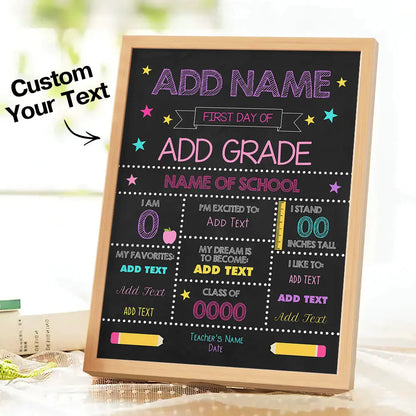 Personalised First Day of School Sign - Custom Wooden Back to School Gift