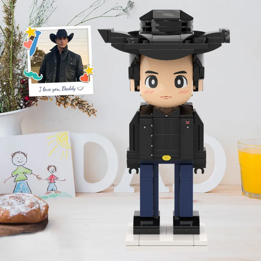 Personalised Full-Body Duddu Brick Figure (Light Nougat) – custom dad gift, front view of finished figurine
