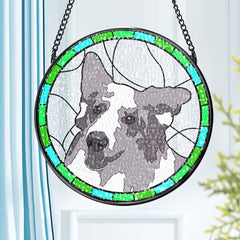 Personalised Pet Portrait Stained Glass Suncatcher Memorial Gift