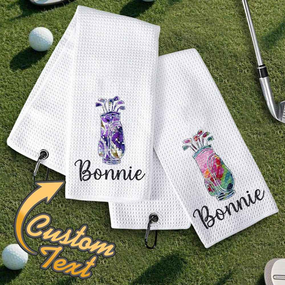 Personalized Golf Towel with Hanging Clip Golfing Clubs Golf Towel Gift for Golf Lovers