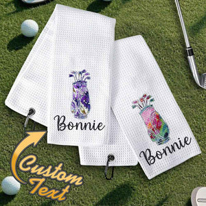 Personalized Golf Towel with Hanging Clip Golfing Clubs Golf Towel Gift for Golf Lovers