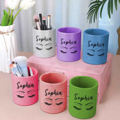 Personalized Glitter Color Make Up Brush Holder with Name Birthday Anniversary Gift for Women