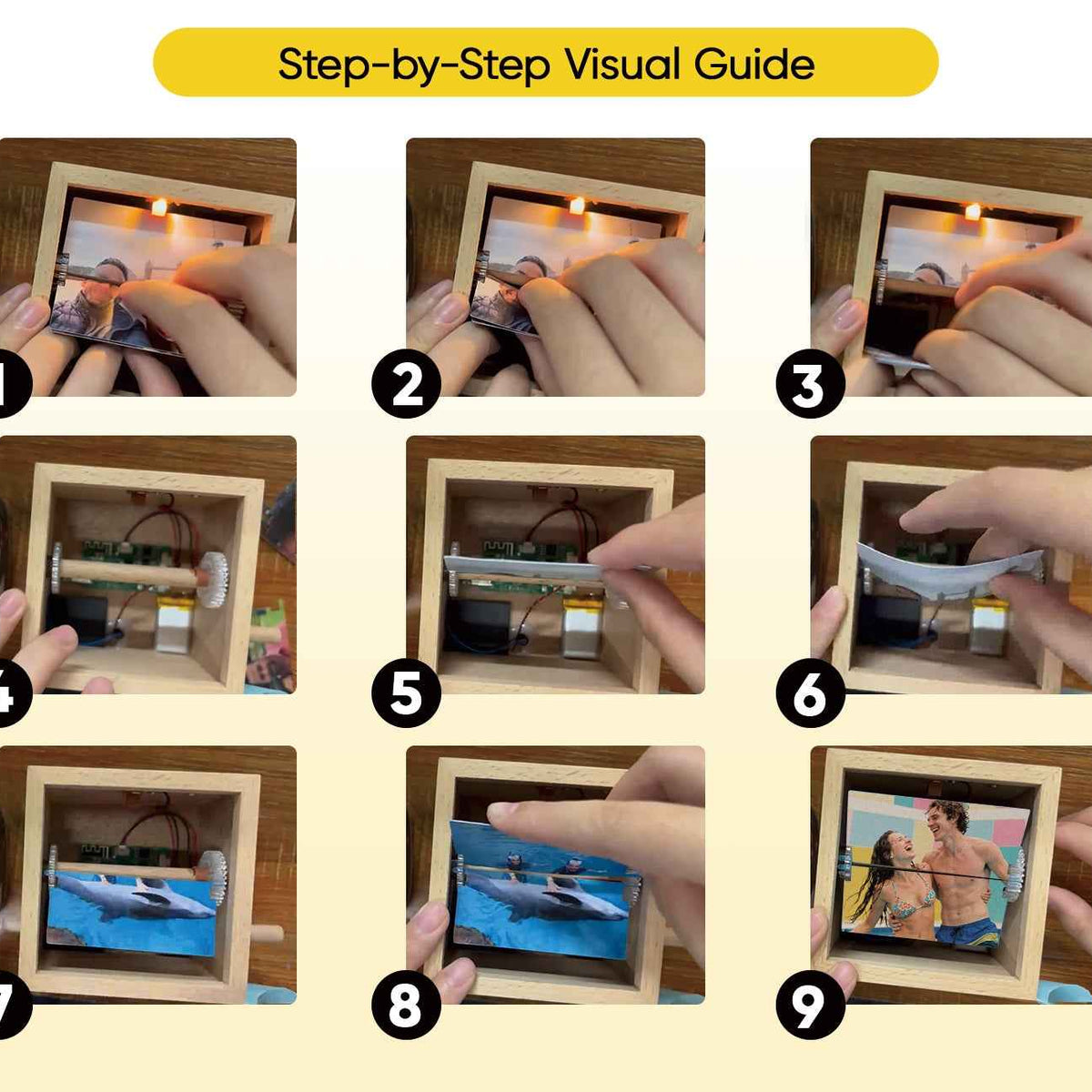 Custom 16 Photos Music Flipbook Frame Animation Machine Mechanical Hand-cranked Photo Album