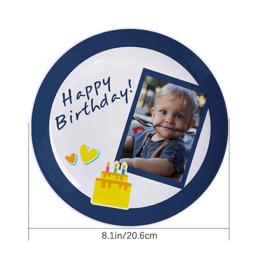 8.1 Inch Custom Photo Happy Birthday Ceramics Dinner Plates For Kids