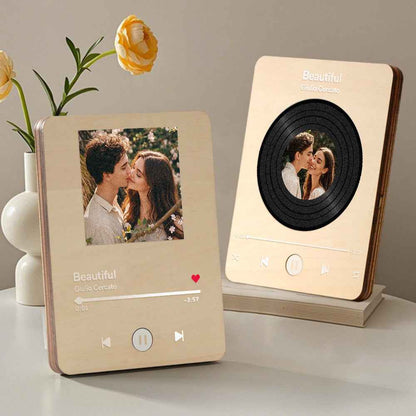 Wooden Music Record Player with Photo Wedding Anniversary Gifts