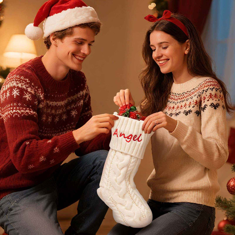 Personalized Christmas Stocking with Custom Name – Festive Holiday Decor for the Family