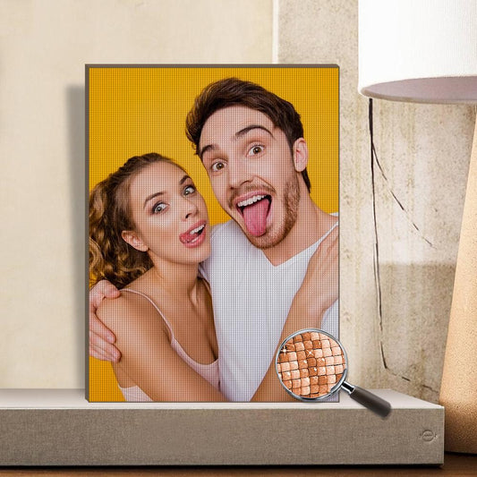 Personalised 5D Diamond Painting Kit – custom photo portrait on adhesive canvas showcasing sparkling diamond art finish