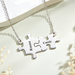 Personalised Name Puzzle Necklace - Custom Engraved Jewellery Gift for Her