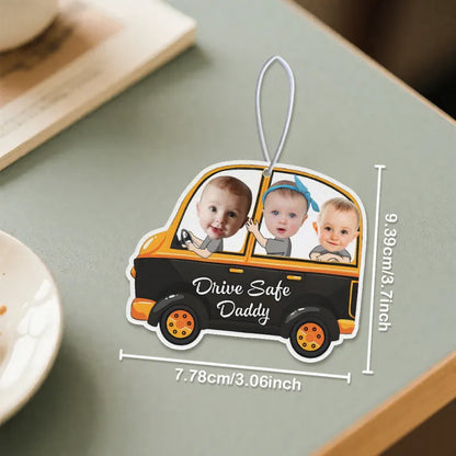 Personalised Drive Safe Car Air Freshener | Custom Felt Mirror Hanging | Gift for Dad