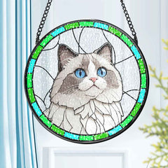 Custom Pet Portrait Art Suncatcher Stained Glass Ornament Dog Memorial Gifts for Pet Lovers