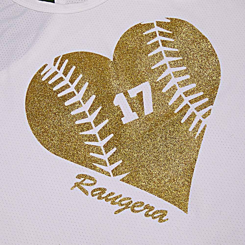 Personalized Tank Top Glitter Baseball Softball Heart Women's Vest Gift for Sport Lovers