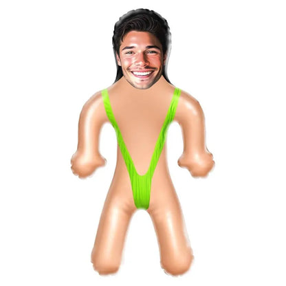 Full view of the personalised inflatable doll made from PVC, ready for celebrations.