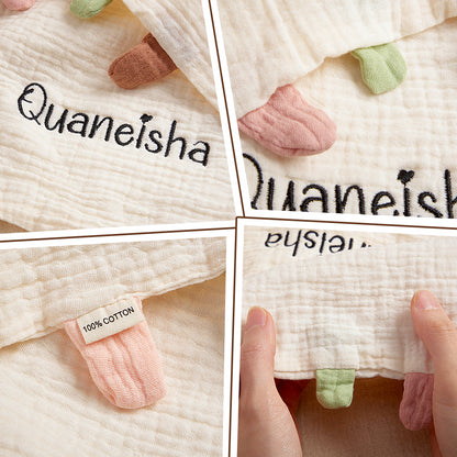 Soft breathable cotton texture of personalised baby comfort towel – cosy, durable fabric for delicate skin