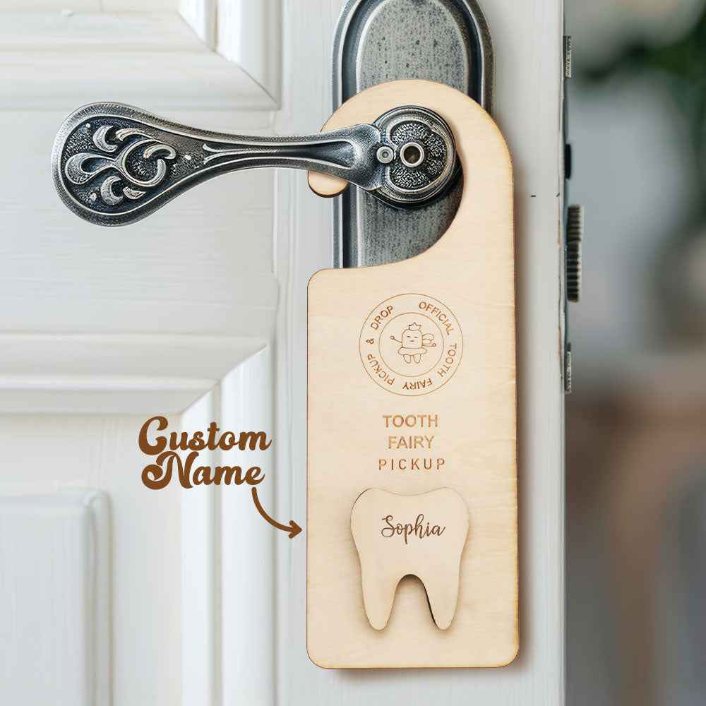 Personalized Wooden Tooth Fairy Door Hanger Teeth Holder Pick Up Box Home Decoration Gift for Kids