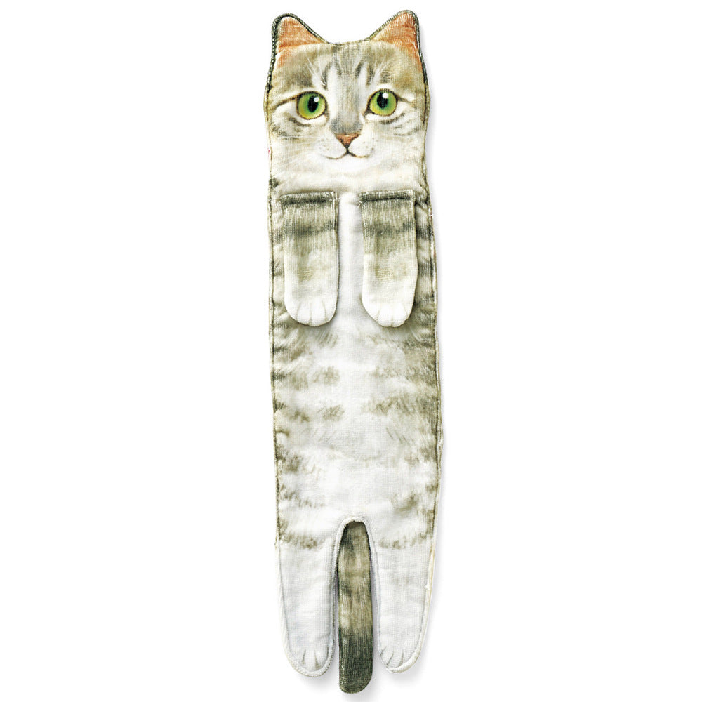 Cute Hanging Cat Face Towel | Soft Funny Hand Towel Gift for Cat Lovers