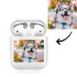 Transparent acrylic AirPods case with a personalised design, showcasing crystal-clear clarity and protection for AirPods.