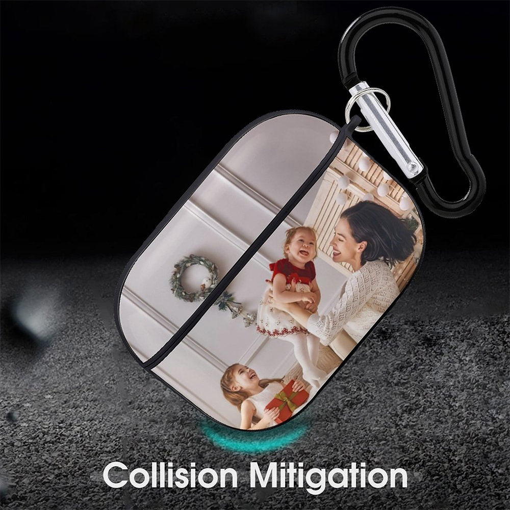 Angle view of the AirPods Pro case showing slim profile and sturdy keychain.