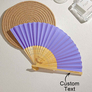 Custom Engraved Bamboo Folding Fan – Add Your Text for Events or Weddings