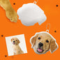 Personalised pet pillow close-up showing soft cotton fill and neat seams — custom keepsake cushion, machine washable on gentle cycle