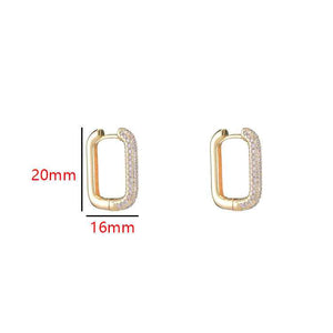 Geometric Rectangle Earrings Zircon Ear Buckle