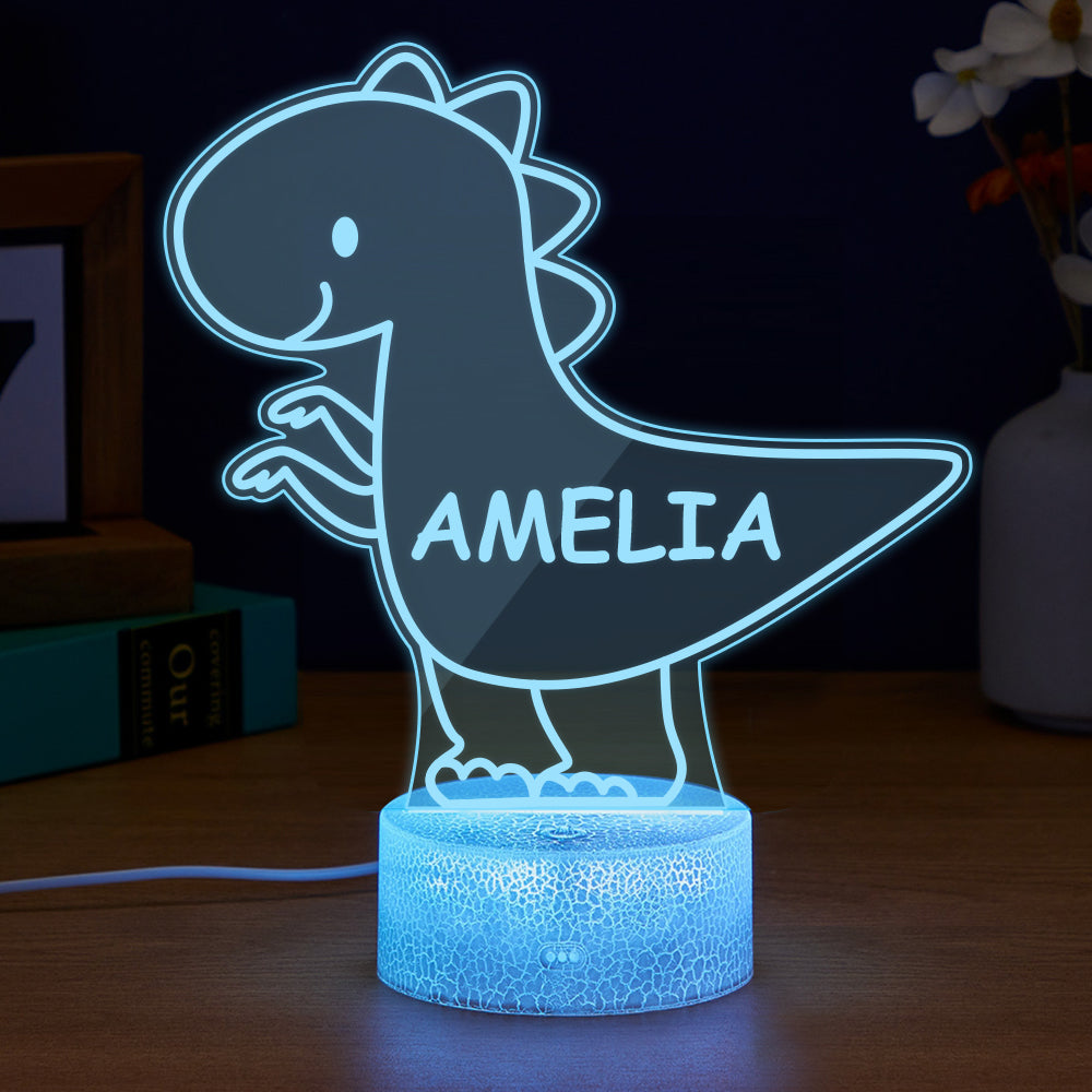 Personalised Name Dinosaur Acrylic Night Light - Custom LED Table Lamp