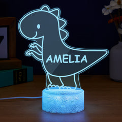 Personalised Name Dinosaur Acrylic Night Light - Custom LED Table Lamp