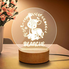 Custom Name Deer Acrylic Night Light Kids Cute Night Lamp