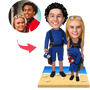 Custom Beach Couple Bobblehead With Personalised Engraved Text - Personalised Wetsuit Figurine