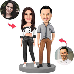 Modern Sexy Couple Custom Bobblehead With Engraved Text
