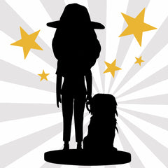 Custom Man, Woman & Pet Bobblehead with Personalised Engraved Text